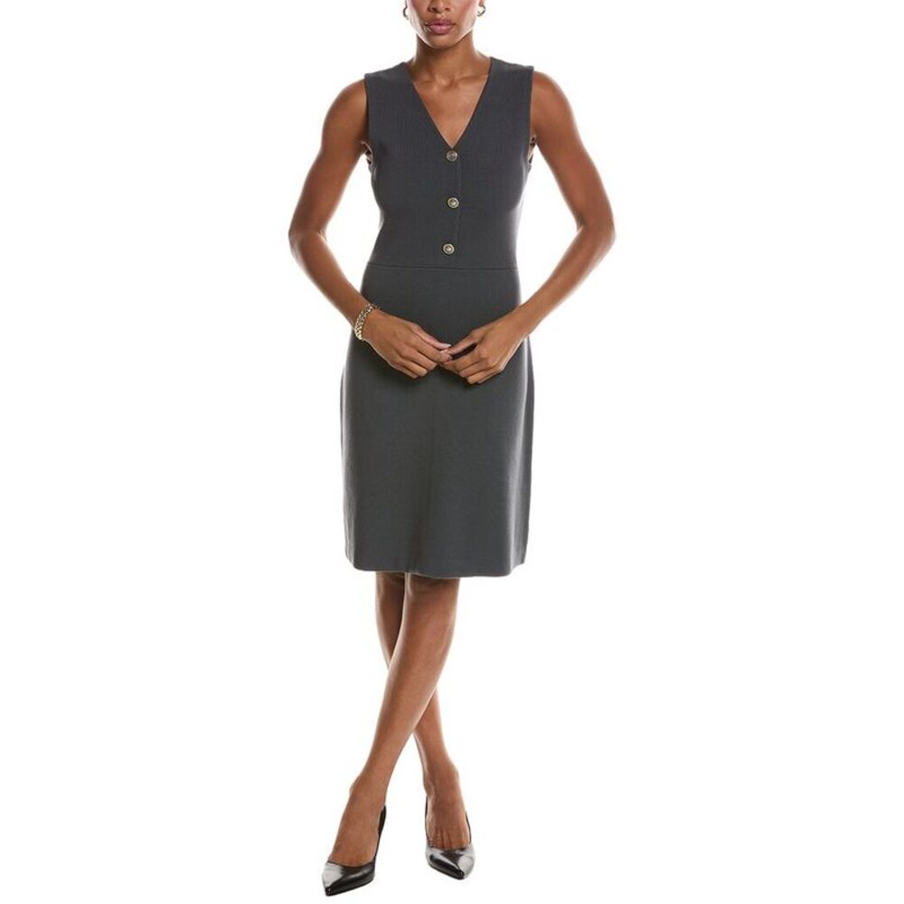 St. John Womens  Knit Mini Dress, Grey